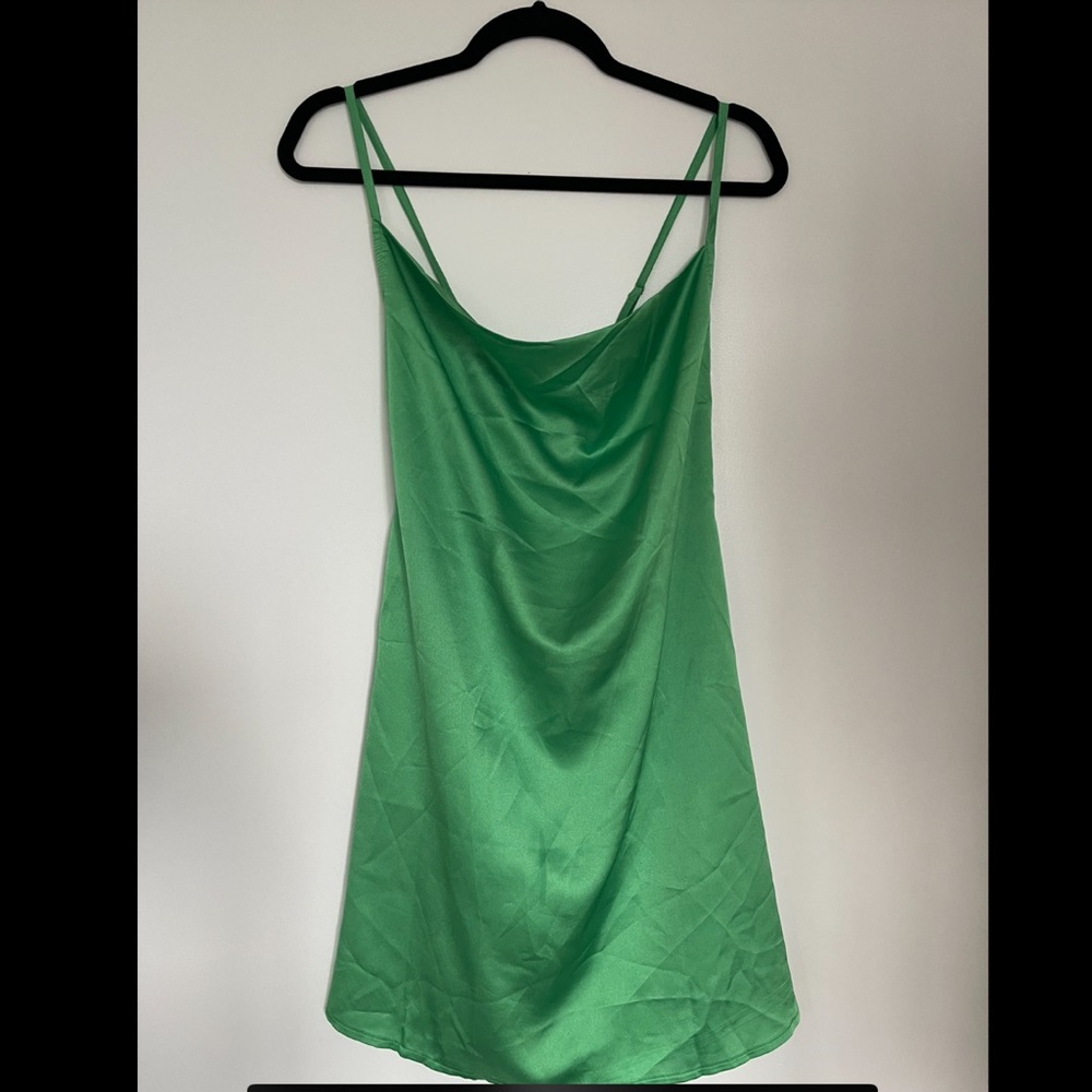 PLT green slip dress cross cross back - size US 8